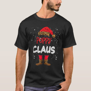 Women s Poppy Claus Plaid Leopard Christmas Xmas F T-Shirt