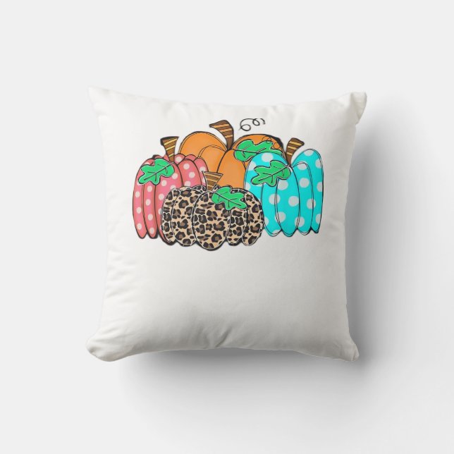 Women’s Pumpkin Leopard Print Graphic It’s Fall Y’ Cushion (Front)