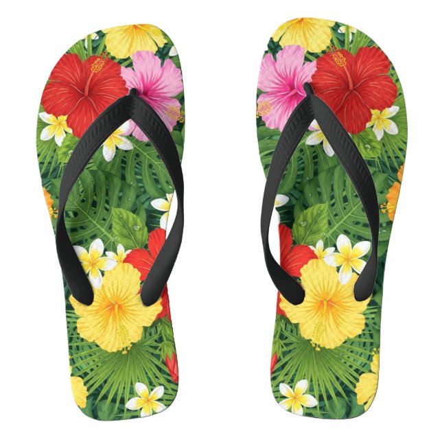 Women’s Red Flower Slippers – Floral Cozy Home Sli Flip Flops (Footbed)
