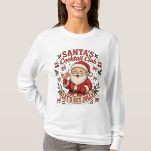 Women,s Santa,s Cocktail Club Long Sleeve T-Shirt