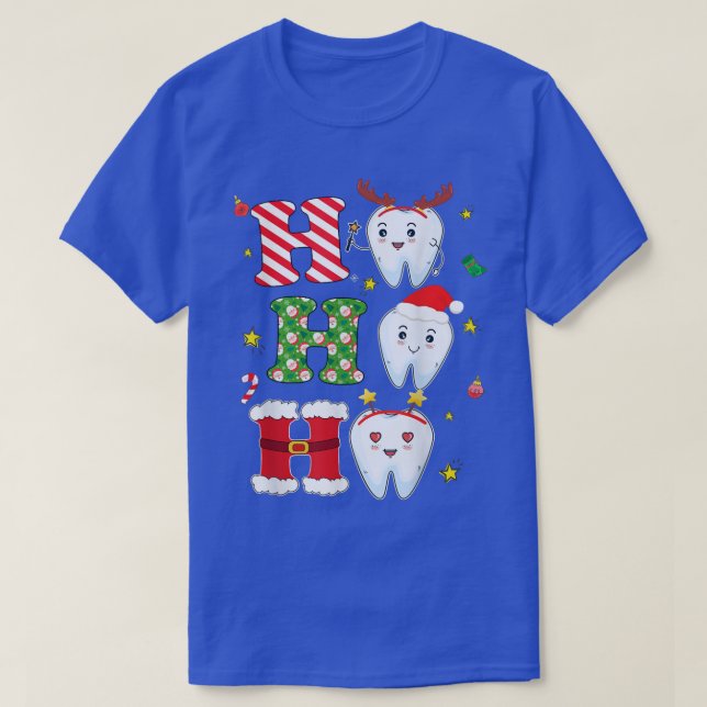 Women Santa Reindeer Ho ho ho Teeth Dental Christm T-Shirt (Design Front)