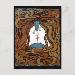 Women Share a Kiss postcard