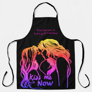 Women sharing love at a backyard BBQ gathering Apron