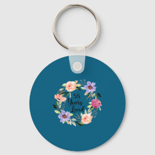 Women Shirt 58 Loved 58th Birthday Floral Key Ring