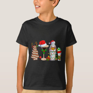 Women Shirt Bartender Christmas Santa Hat Light