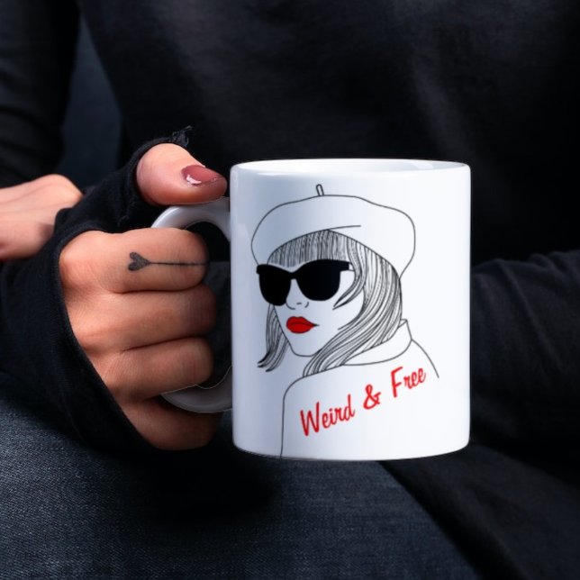 Women Silhouette Red & Black Linear Feminist Quote Coffee Mug (Creator Uploaded)