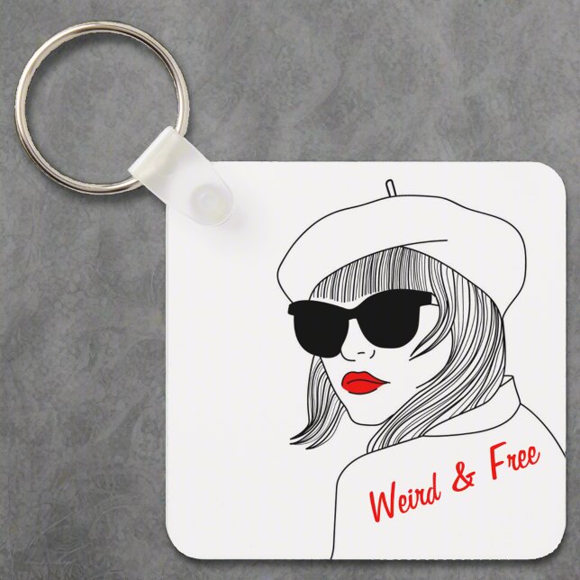 Women Silhouette Red & White Feminist Quote Key Ring (Creator Uploaded)