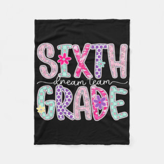Women Sixth Grade Dream Team Floral Teacher Back T Fleece Blanket