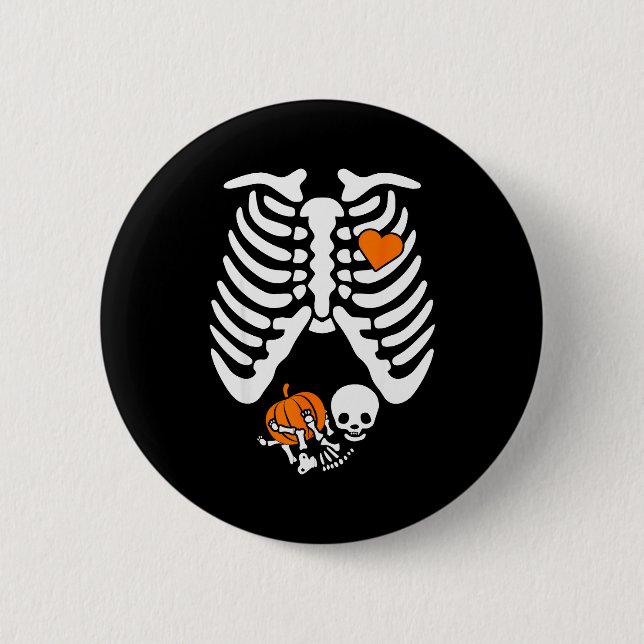 Women Skeleton Pregnancy Announcement Mom Hallowee 6 Cm Round Badge (Front)