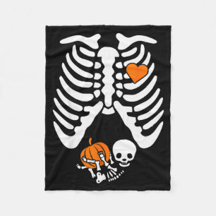 Women Skeleton Pregnancy Announcement Mom Hallowee Fleece Blanket