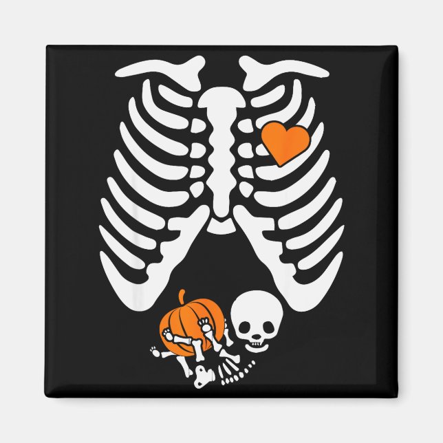Women Skeleton Pregnancy Announcement Mom Hallowee Magnet (Front)