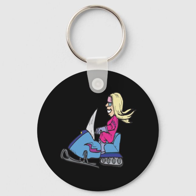 Women Snowmobiling Key Ring (Front)
