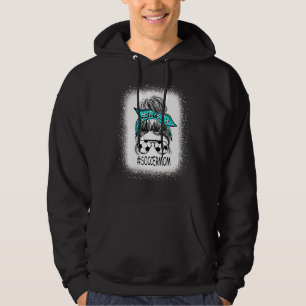 Women Soccer Mum Messy Bun Soccer Hoodie