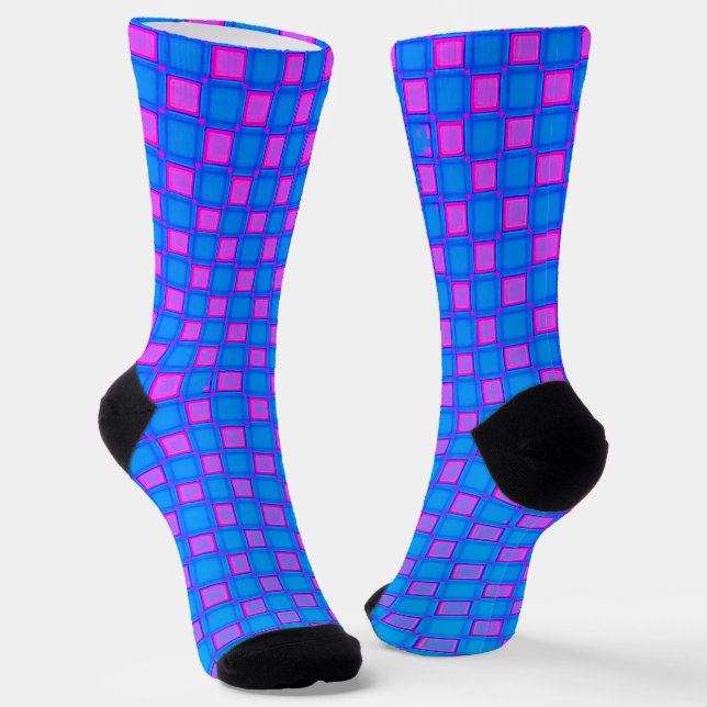 Women socks, Light Blue Purple classic design Socks (Angled)