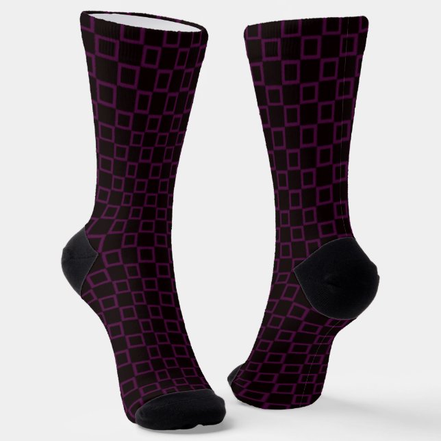 Women socks, Purple Violet Black classic design Socks (Angled)