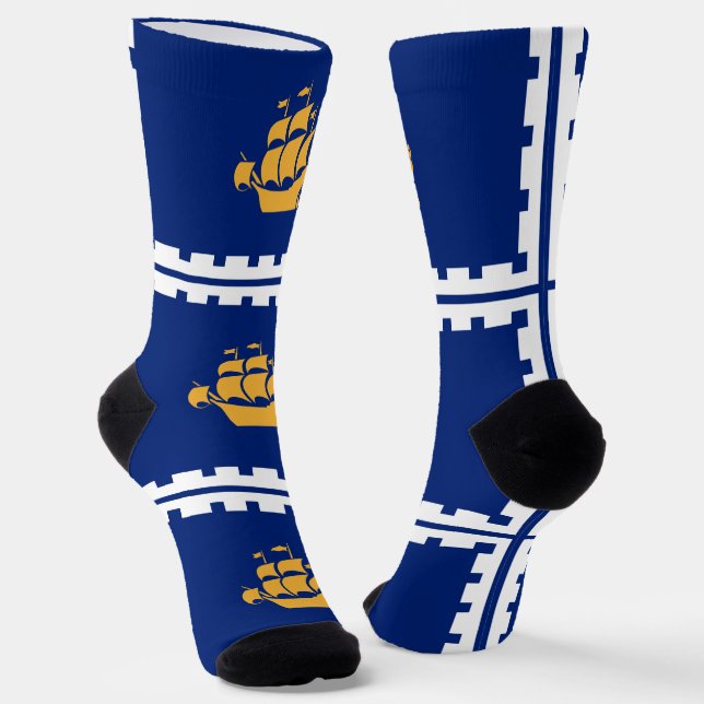 Women socks with flag of Quebec City (Angled)