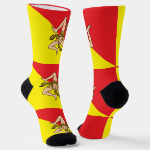 Women socks with flag of Sicily, Italy