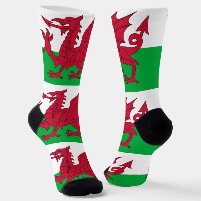 Women socks with flag of Wales, United Kingdom (Angled)