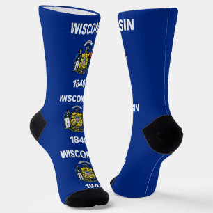 Women socks with flag of Wisconsin, U.S.A.