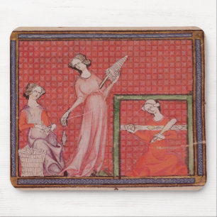 Women Spinning Wool Mouse Mat