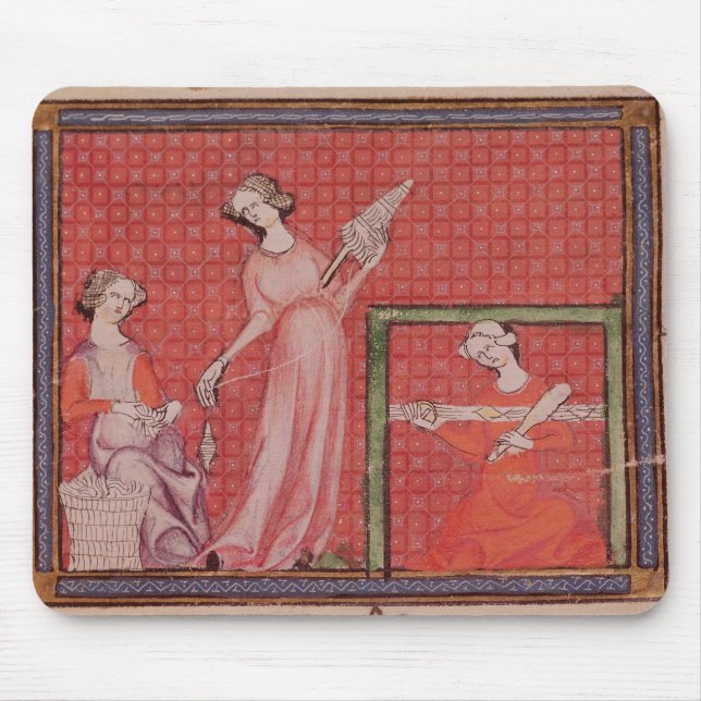 Women Spinning Wool Mouse Mat (Front)