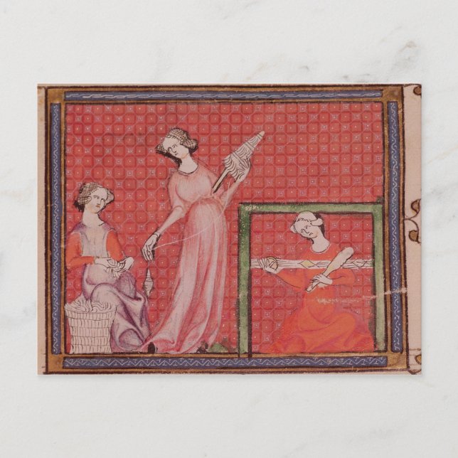 Women Spinning Wool Postcard (Front)