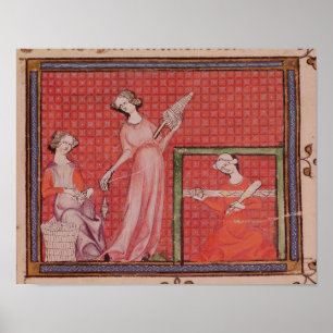 Women Spinning Wool Poster