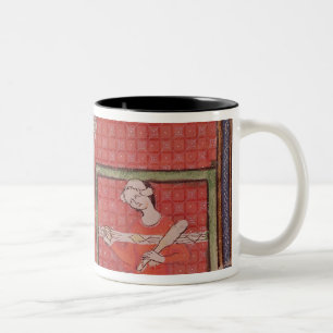 Women Spinning Wool Two-Tone Coffee Mug