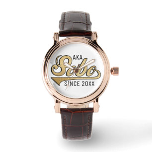 Women Square Leather Strap Watch Sobo/Grandmother