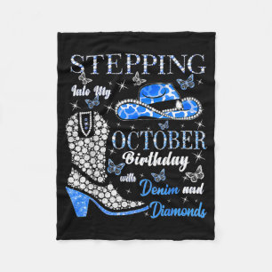 Women Stepping Into My October Birthday With God G Fleece Blanket