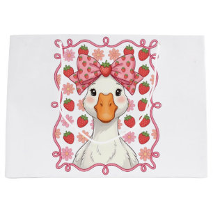 Women Strawberry Goose Summer Bow Large Gift Bag