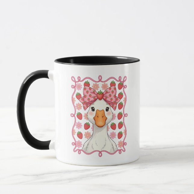 Women Strawberry Goose Summer Bow Mug (Left)