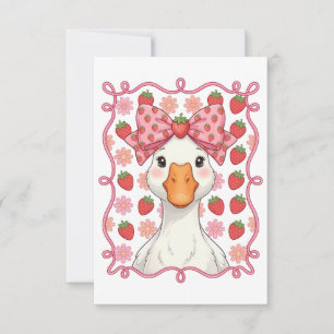 Women Strawberry Goose Summer Bow Thank You Card