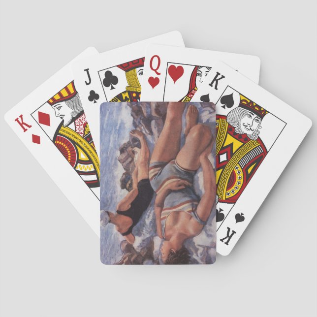 Women Sunbathing on the Beach (by Serebriakova) Playing Cards (Back)