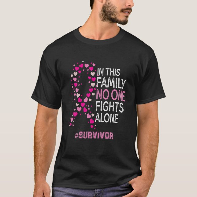 Women Survivor Pink Ribbon Breast Cancer Awareness T-Shirt (Front)