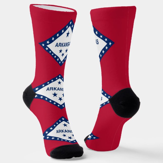 Women sustainable crew socks with flag of Arkansas (Angled)