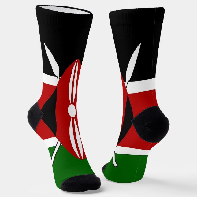 Women sustainable crew socks with flag of Kenya (Angled)