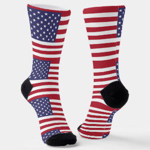Women sustainable crew socks with flag of U.S.