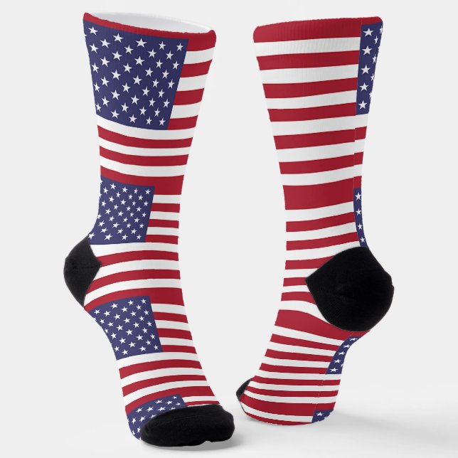 Women sustainable crew socks with flag of U.S. (Angled)