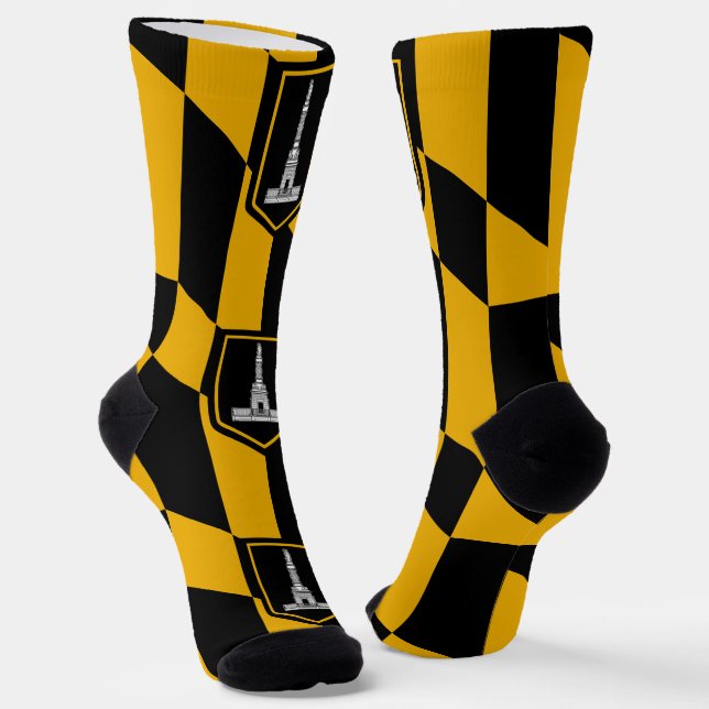 Women sustainable socks with flag of Baltimore (Angled)