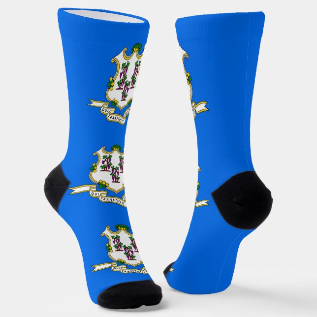 Women sustainable socks with flag of Connecticut (Angled)