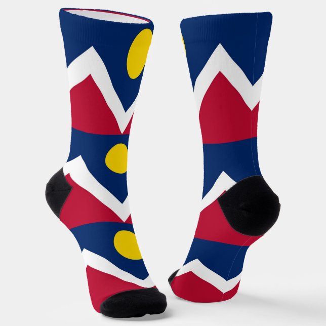 Women sustainable socks with flag of Denver (Angled)