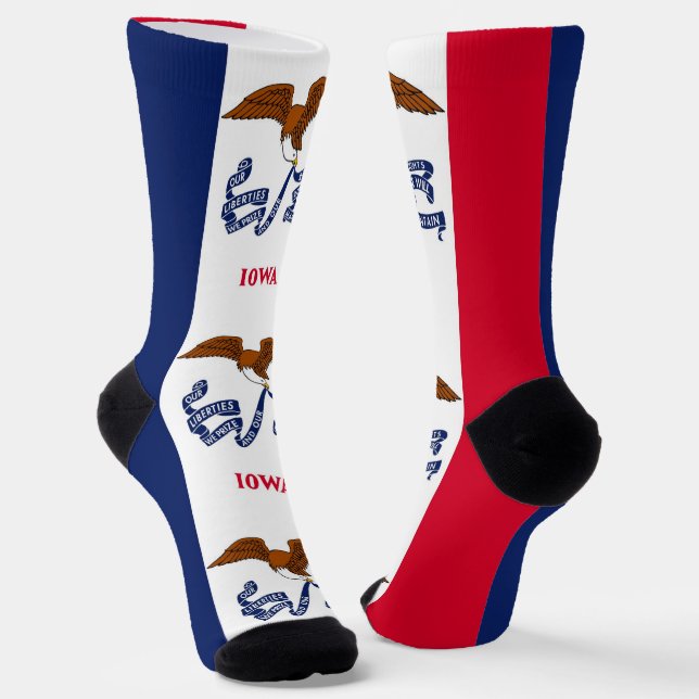 Women sustainable socks with flag of Iowa (Angled)