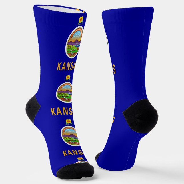 Women sustainable socks with flag of Kansas (Angled)