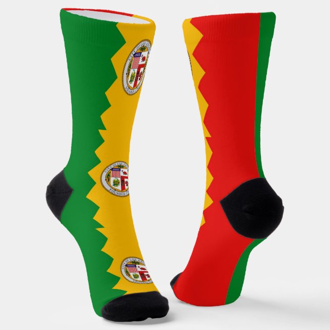 Women sustainable socks with flag of Los Angeles (Angled)