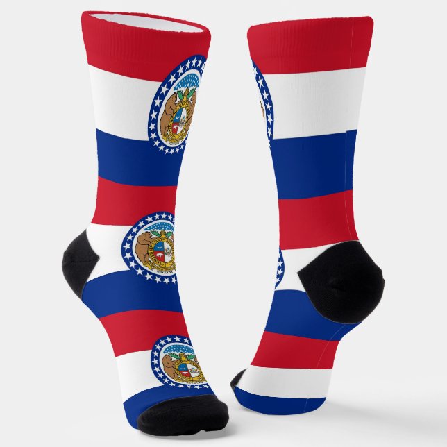 Women sustainable socks with flag of Missouri (Angled)