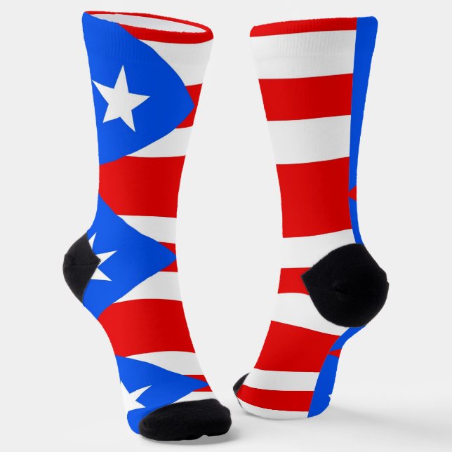 Women sustainable socks with flag of Puerto Rico (Angled)