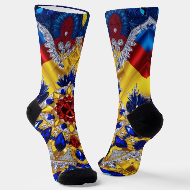 Women sustainable socks with Romanian Colours (Angled)