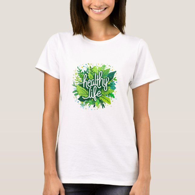 Women T-Shirt Design Theme For Healthy Life (Front)