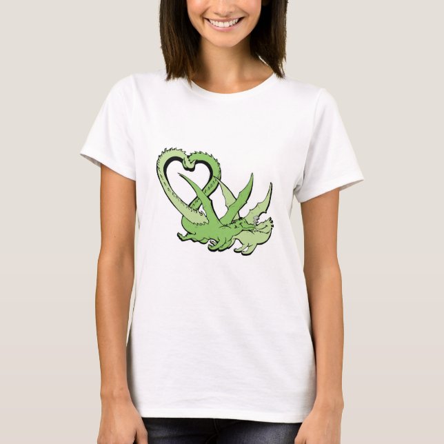 Women T-shirt dragons couple tail of Heart (Front)